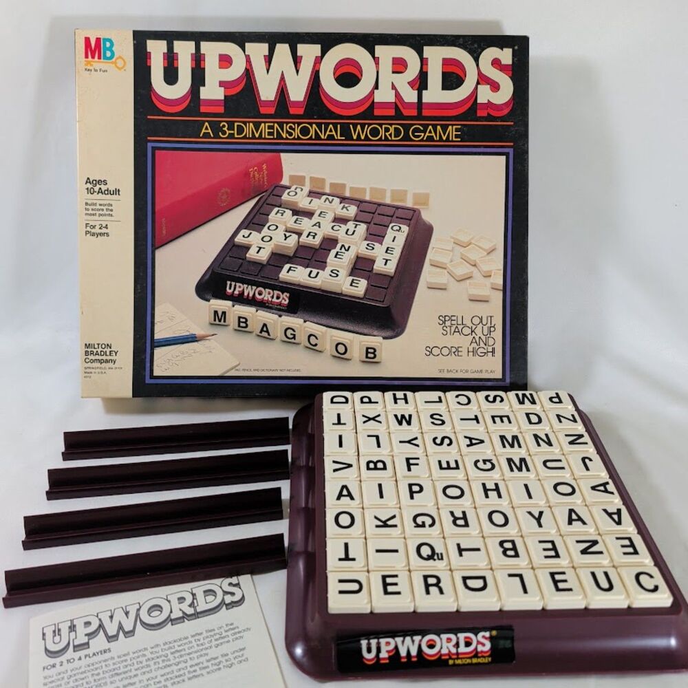 Vintage Upwords 3-Dimensional Word Game Complete Milton Bradley 1983
